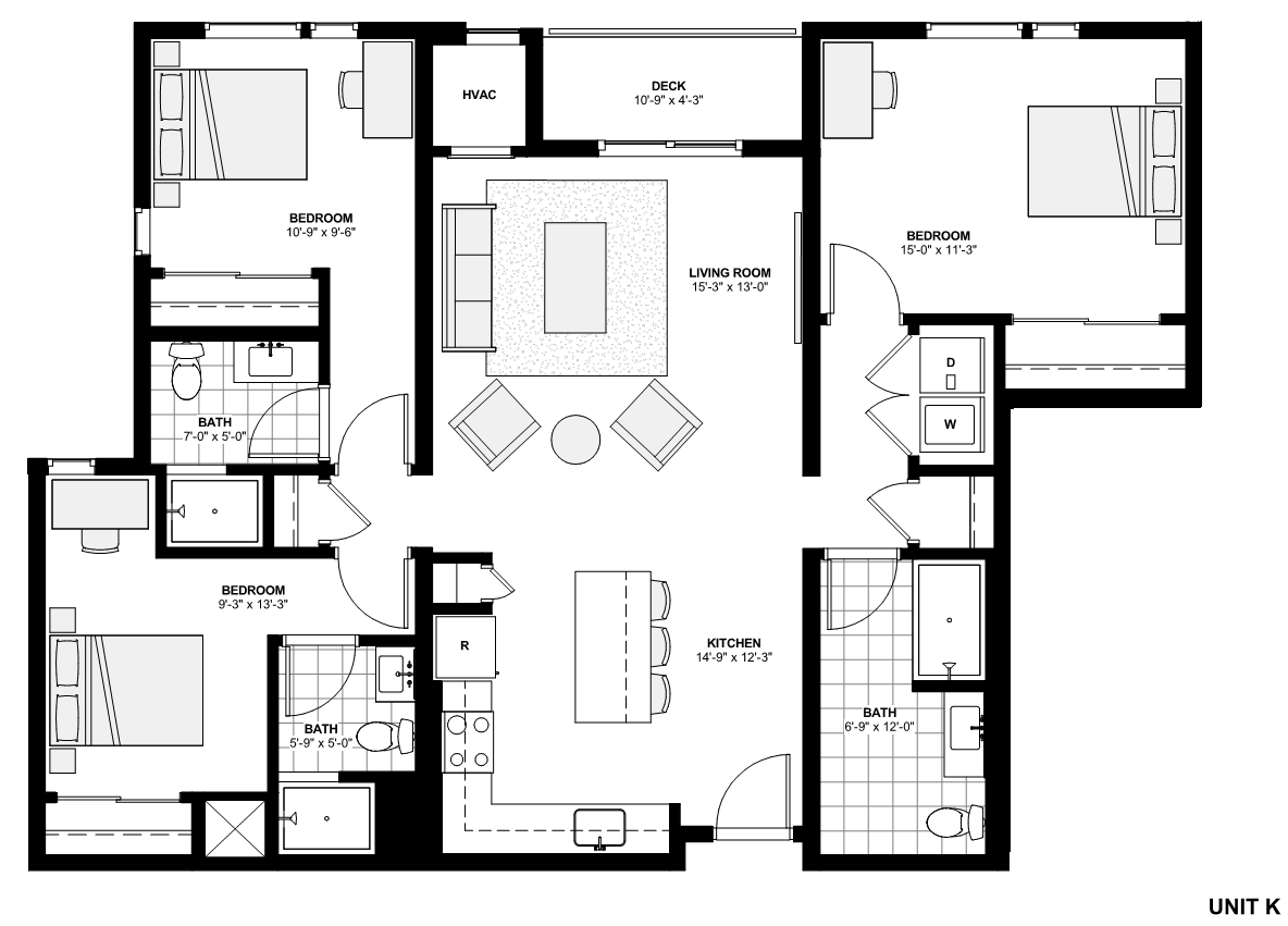 Apartments 3 bedroom 3 bath